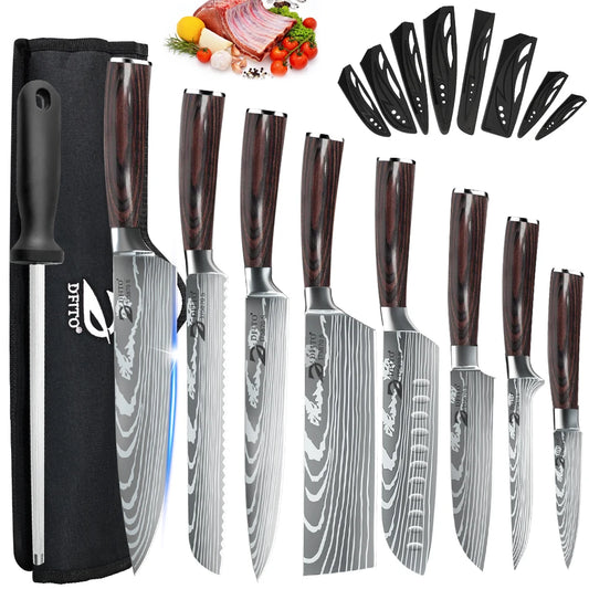 Kepeak Kitchen Knife Set 7Cr17Mov Stainless Steel Knives